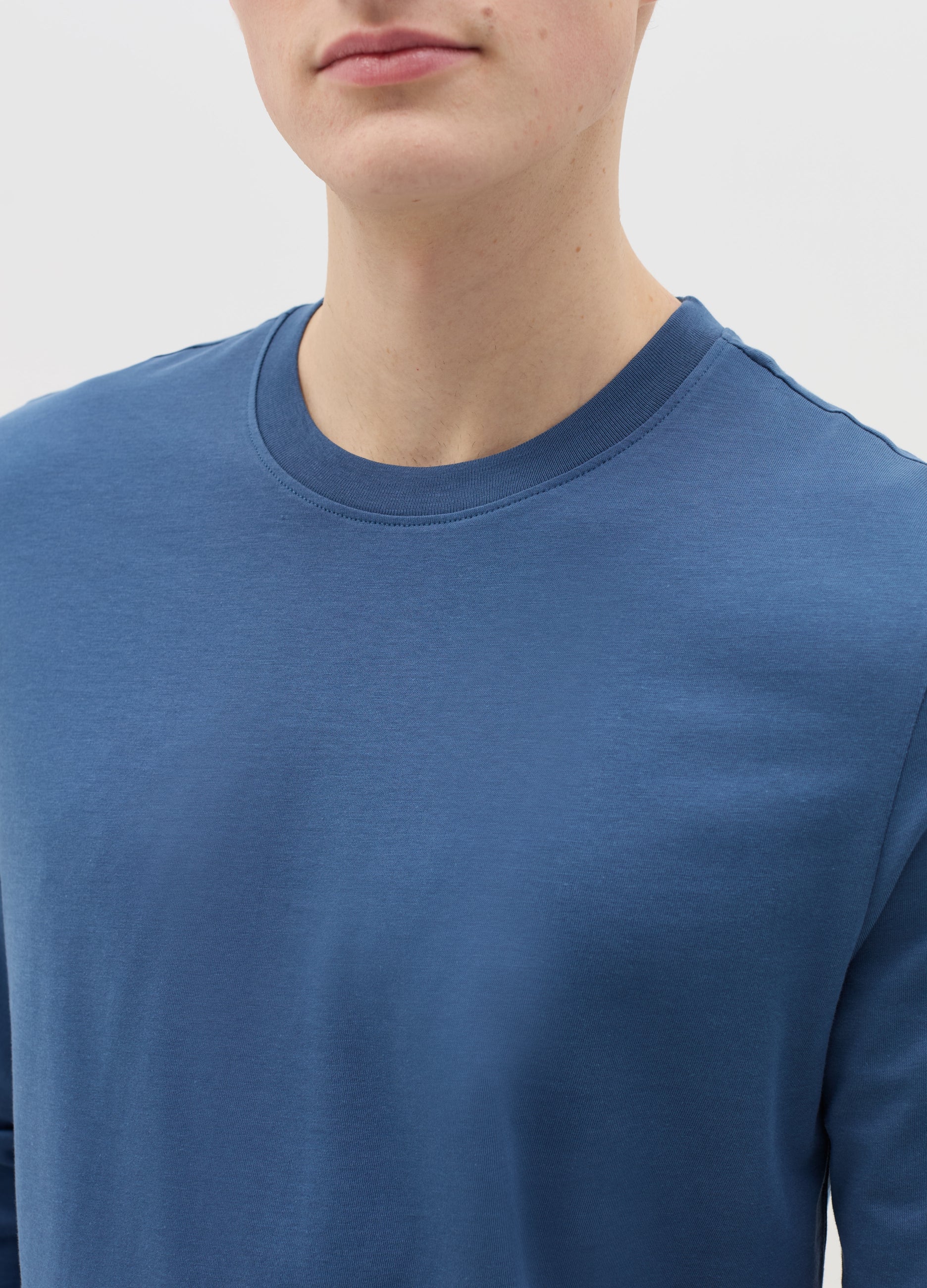 Ovs T-Shirt With Round Neck And Long Sleeves In Cotton