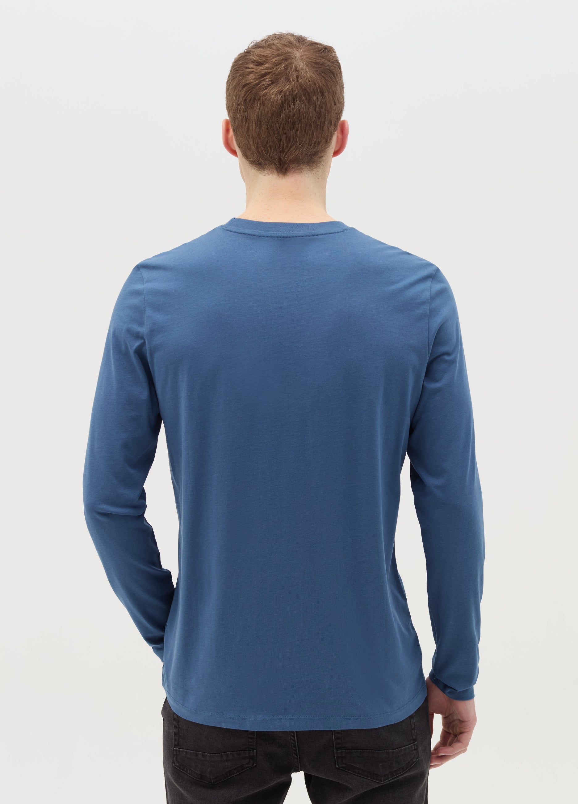 Ovs T-Shirt With Round Neck And Long Sleeves In Cotton
