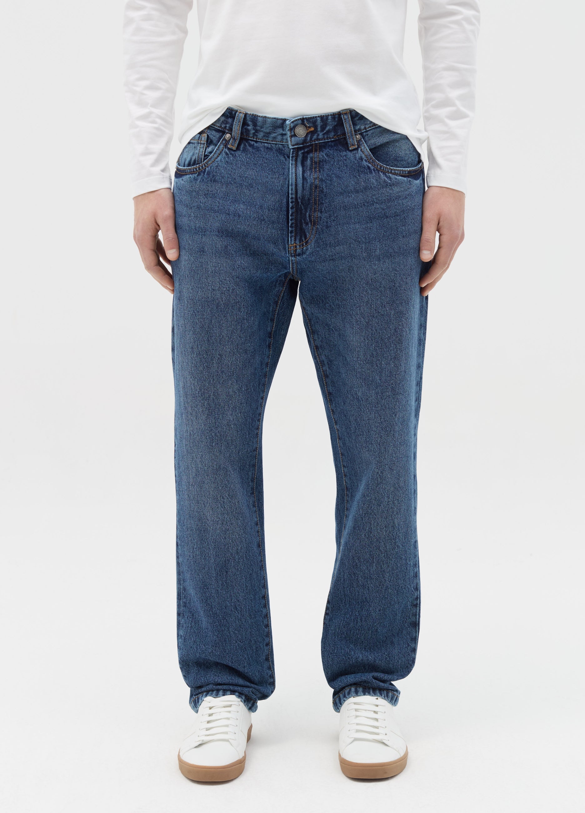 Ovs Regular Fit Jeans With Discolouring