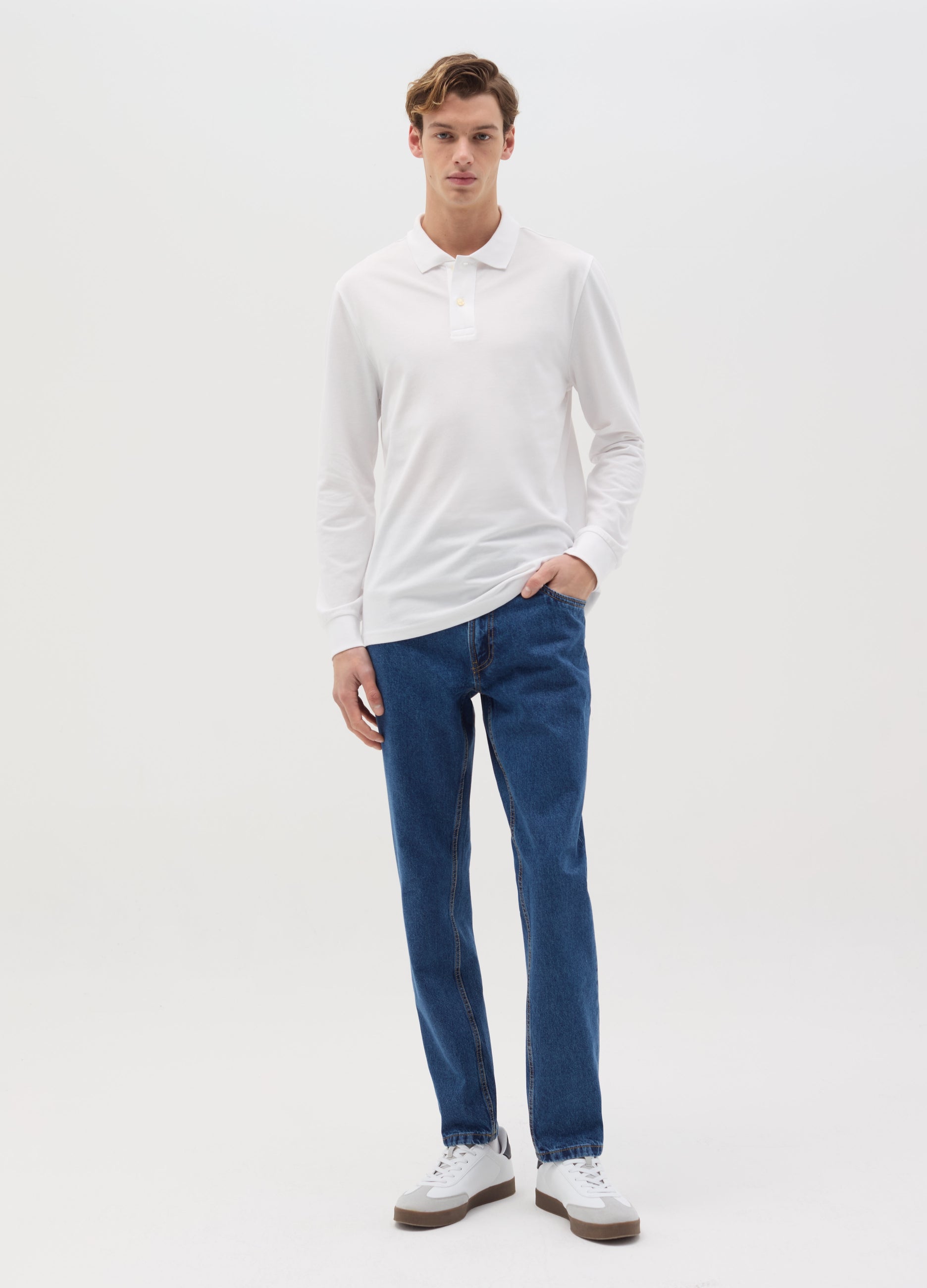Ovs Long-Sleeved Polo Shirt In Organic Cotton