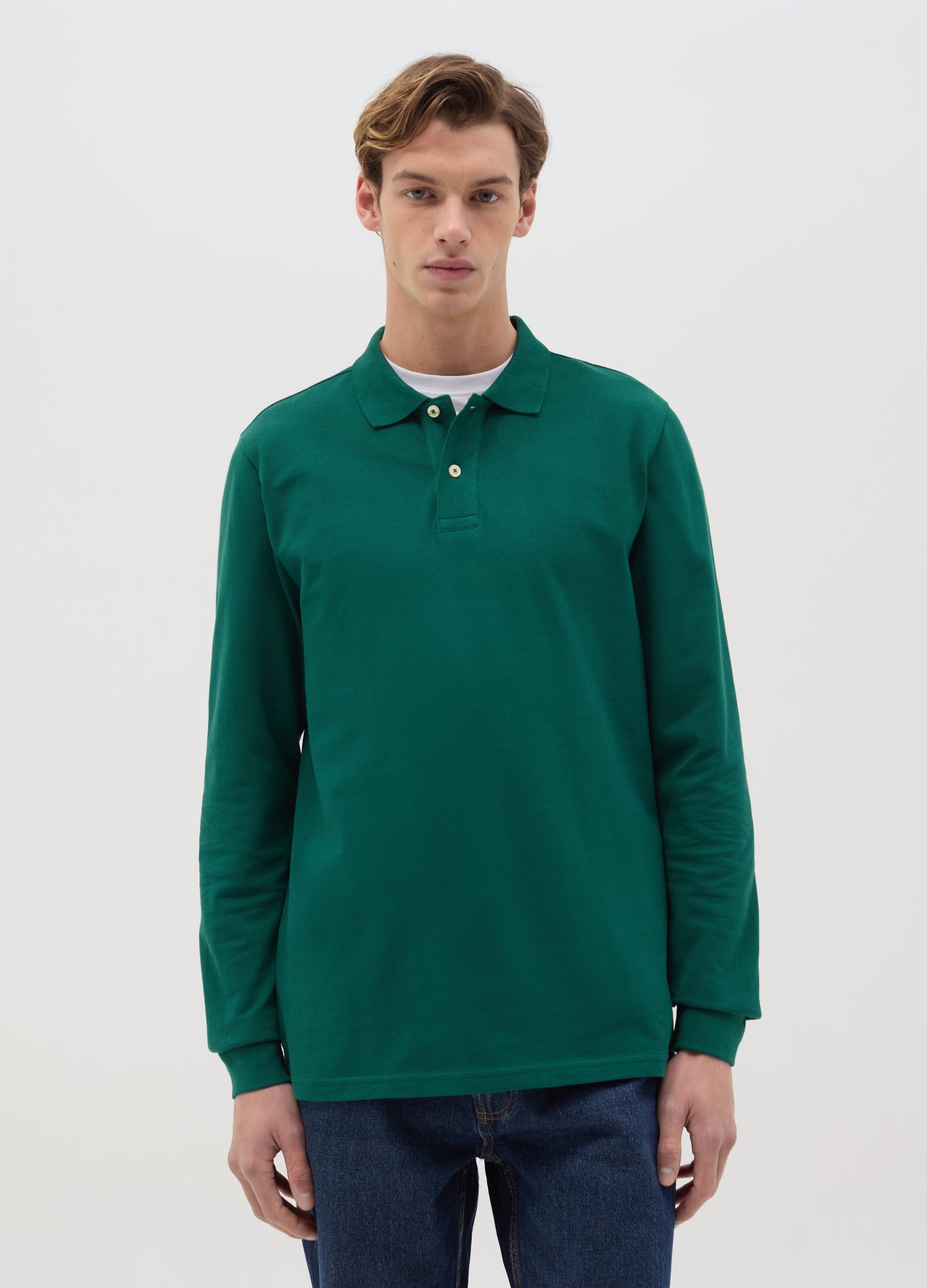 Ovs Long-Sleeved Polo Shirt In Organic Cotton