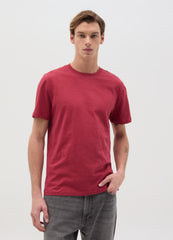 T-Shirt In Slub Cotton With Round Neck