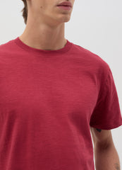 T-Shirt In Slub Cotton With Round Neck