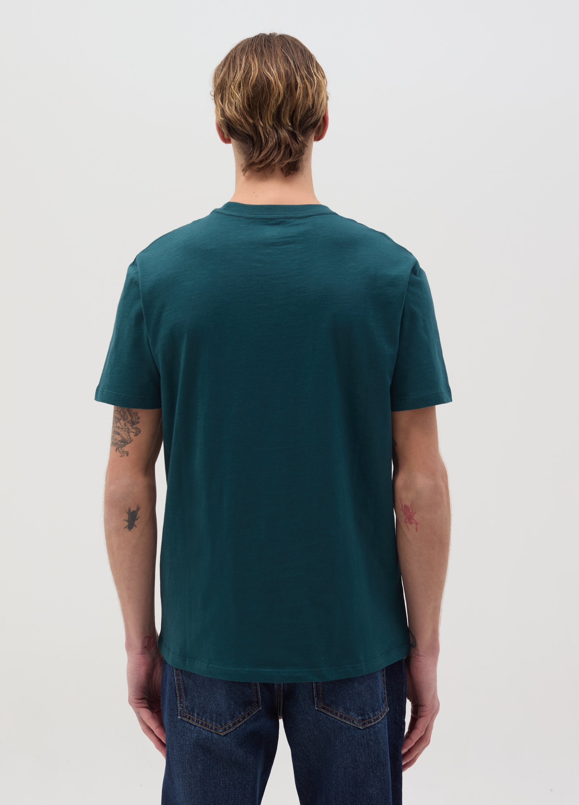 T-Shirt In Slub Cotton With Round Neck