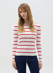 Ovs Flat Ribbed Top With Striped Pattern
