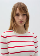 Ovs Flat Ribbed Top With Striped Pattern