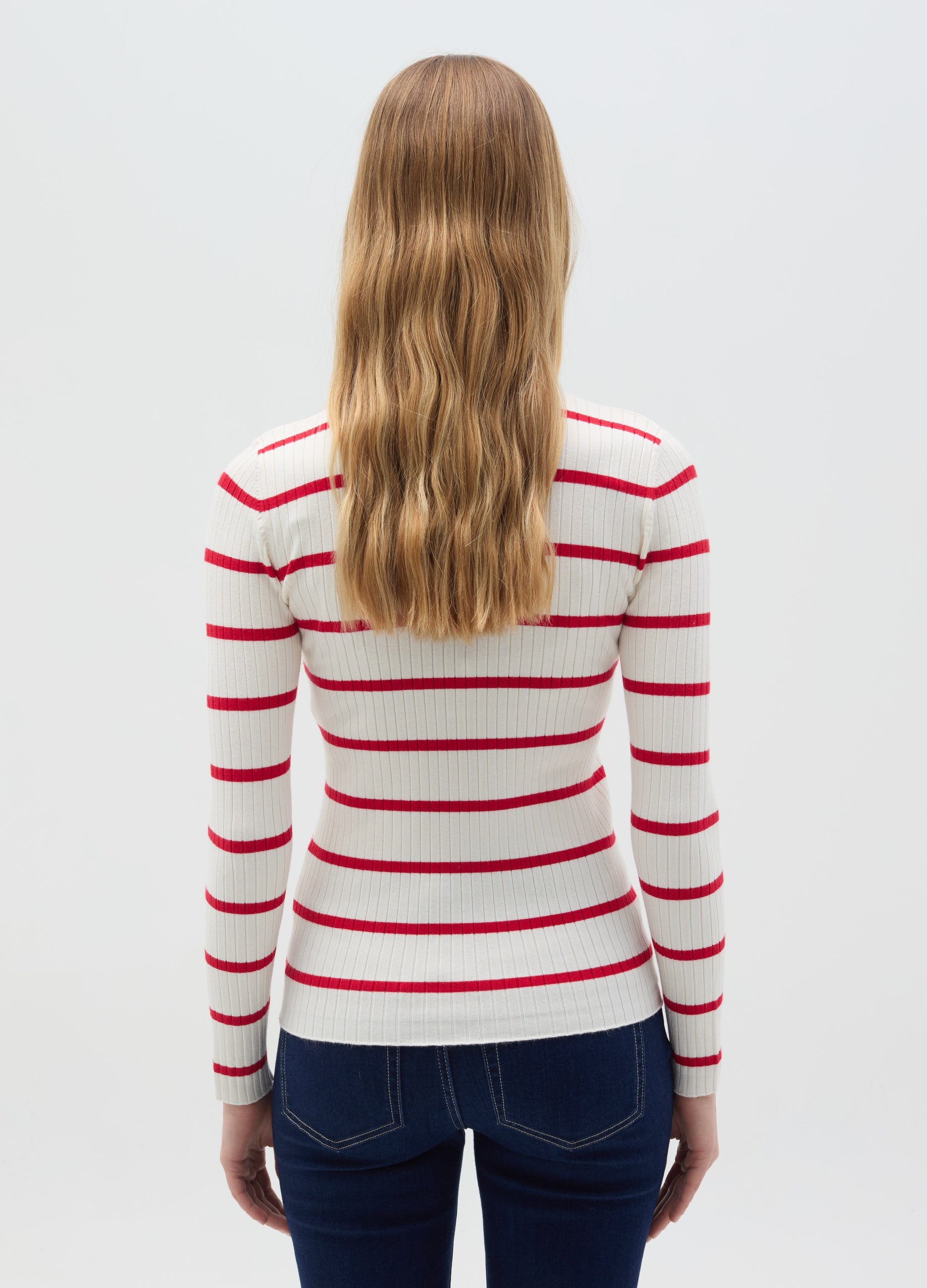 Ovs Flat Ribbed Top With Striped Pattern