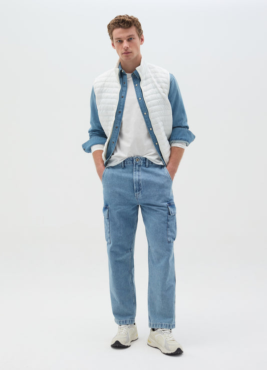 ACID WASH CARGO JEANS
