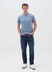 T-Shirt In Slub Cotton With Round Neck