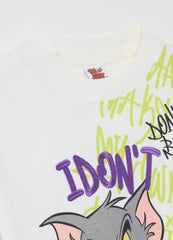 Cotton T-Shirt With Tom Print And Embroidered ''I Don'T Think So''