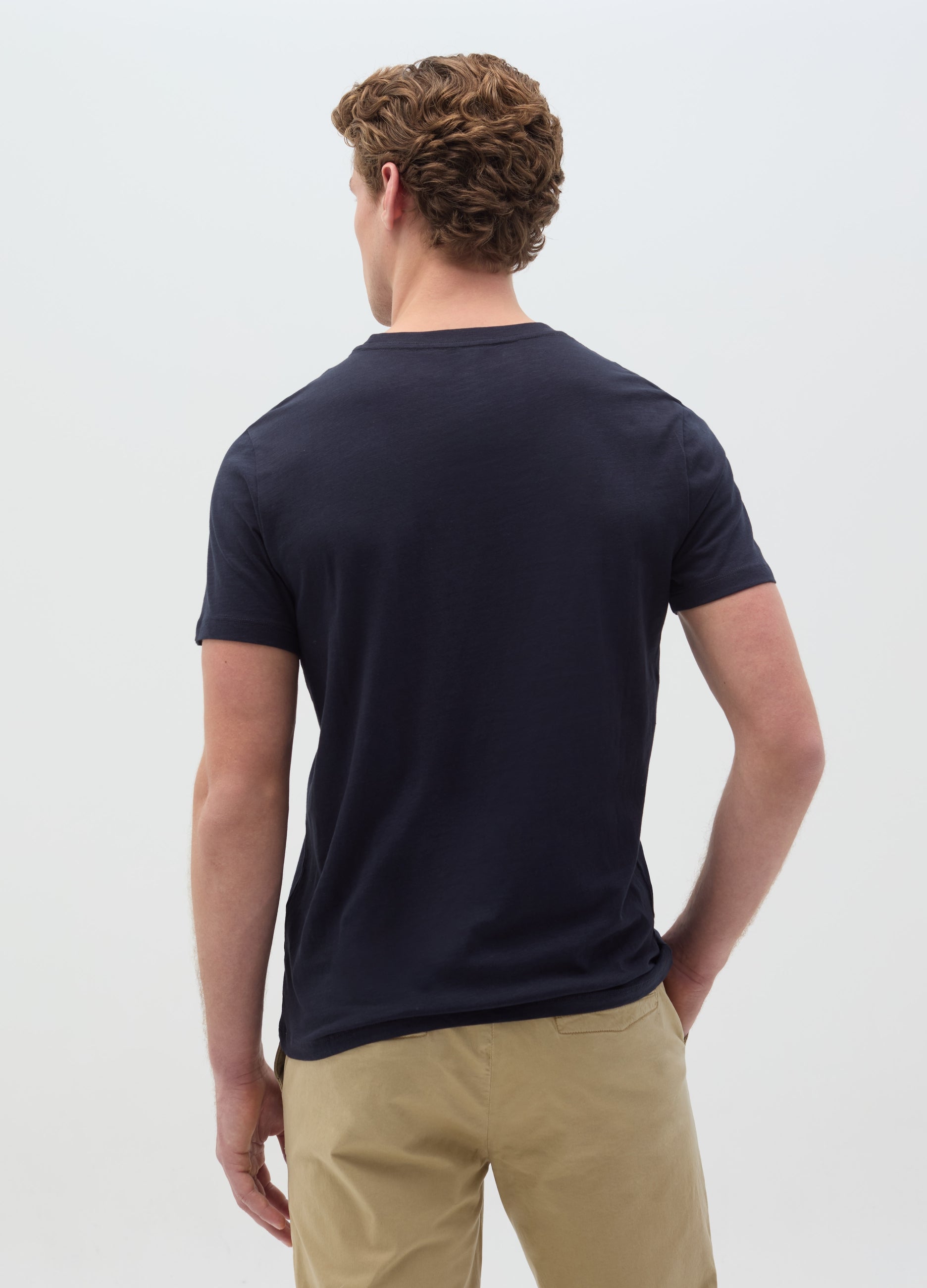 T-Shirt In Slub Cotton With Round Neck