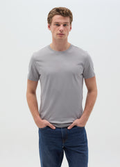 T-Shirt In Slub Cotton With Round Neck