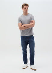 T-Shirt In Slub Cotton With Round Neck