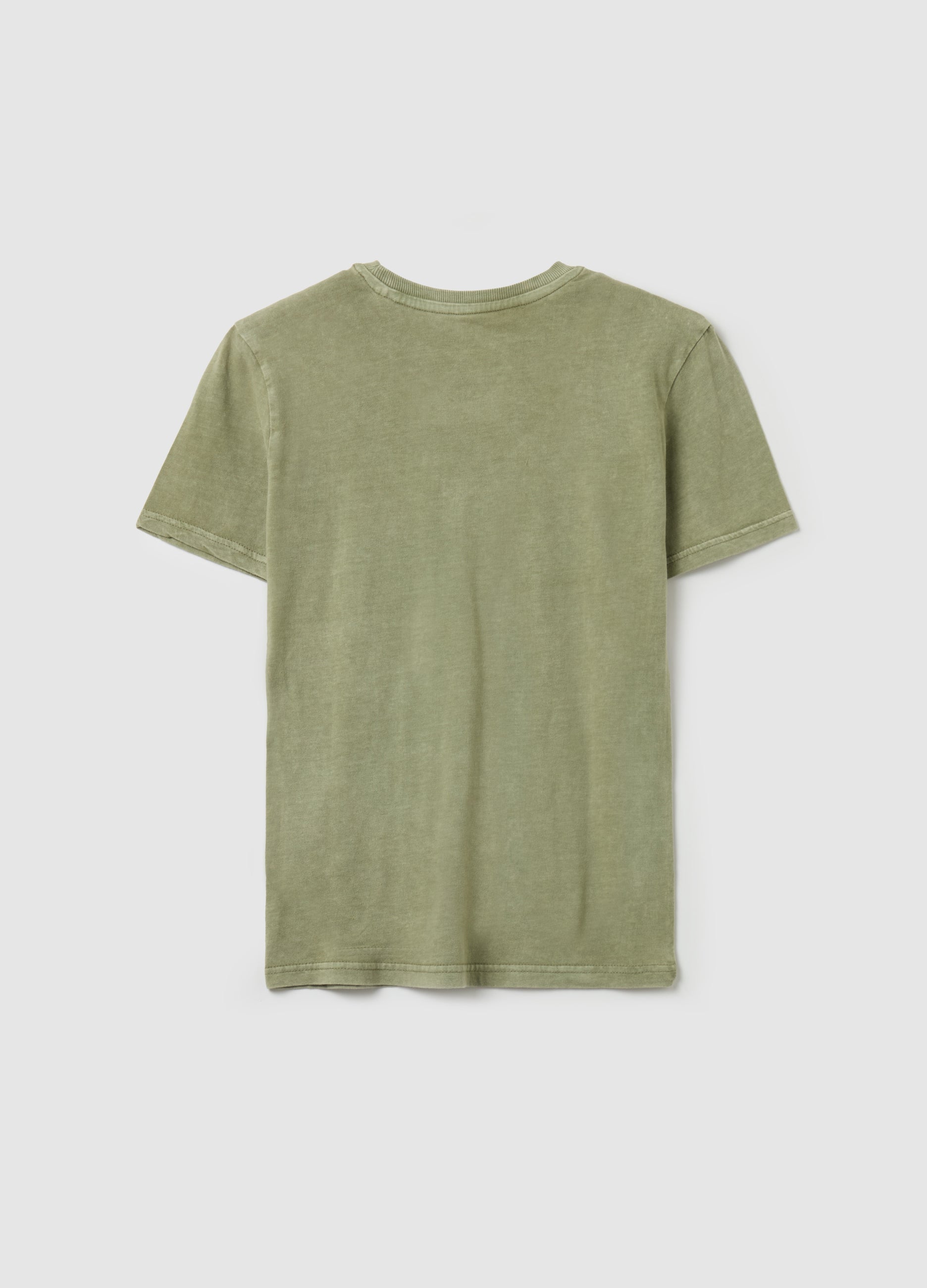 Ovs Acid Wash T-Shirt With ''Denim Mind� Print