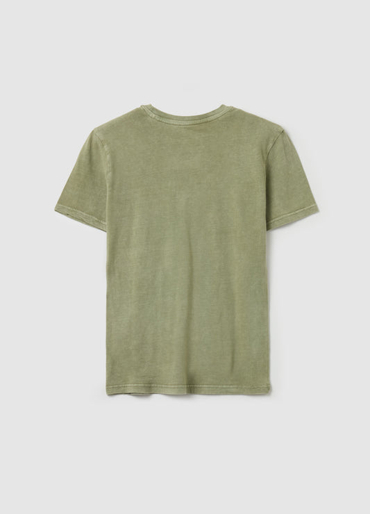 ACID WASH T-SHIRT WITH ''DENIM MIND� PRINT