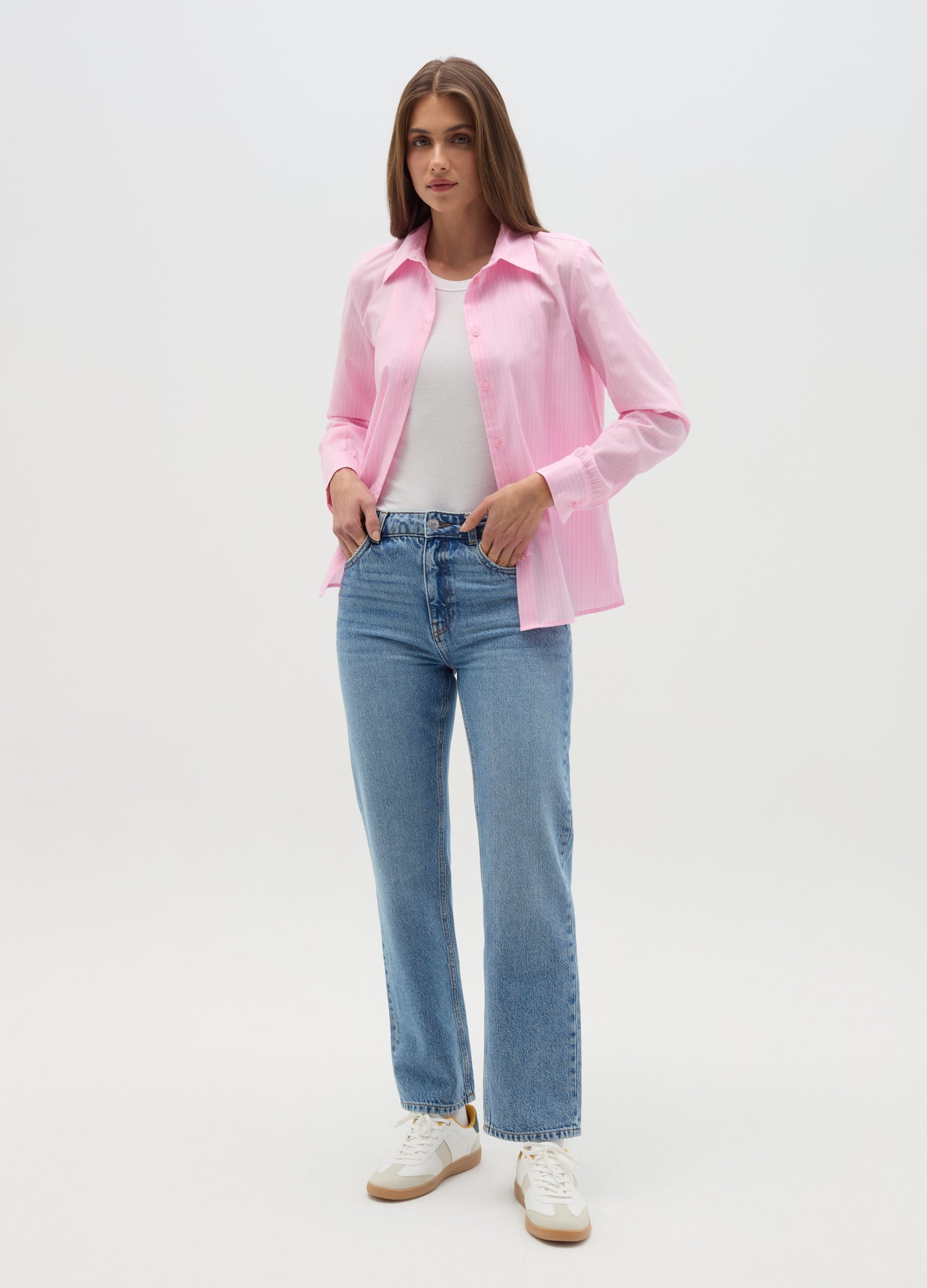 Ovs Curvy Shirt In Cotton Blend