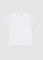 Ovs T-Shirt With Round Neck And Tulle Appliqués