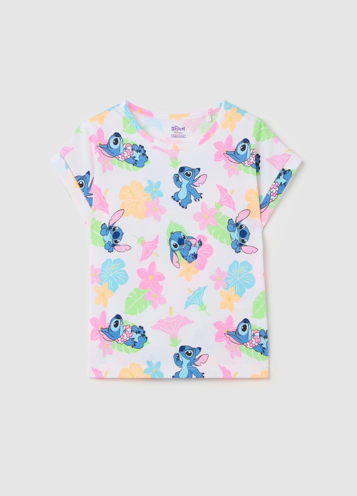 Ovs Stretch Cotton T-Shirt With Stitch Print