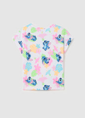 Ovs Stretch Cotton T-Shirt With Stitch Print