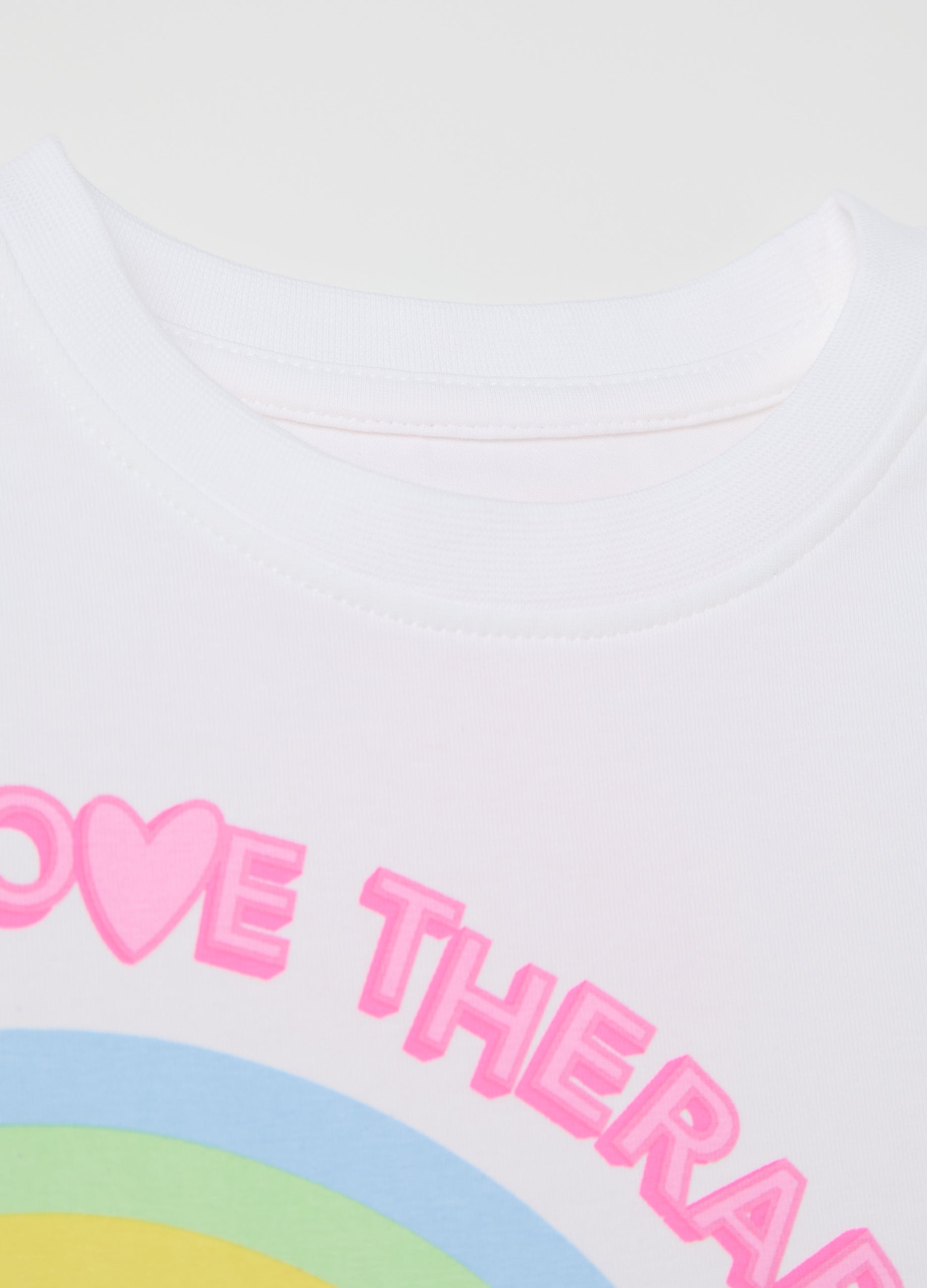 Ovs T-Shirt With Flowers And Rainbow Print