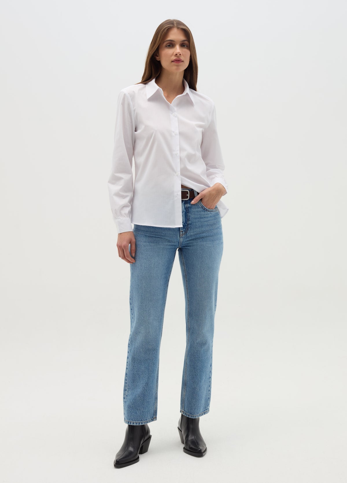 Ovs Curvy Shirt In Cotton Blend
