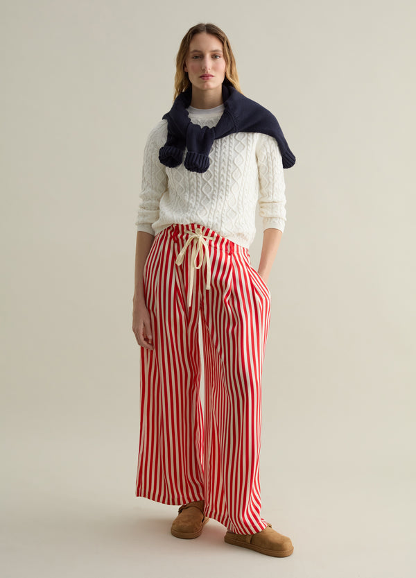 Ovs Wide-Leg Striped Trousers With Drawstring