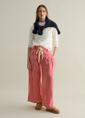Ovs Wide-Leg Striped Trousers With Drawstring