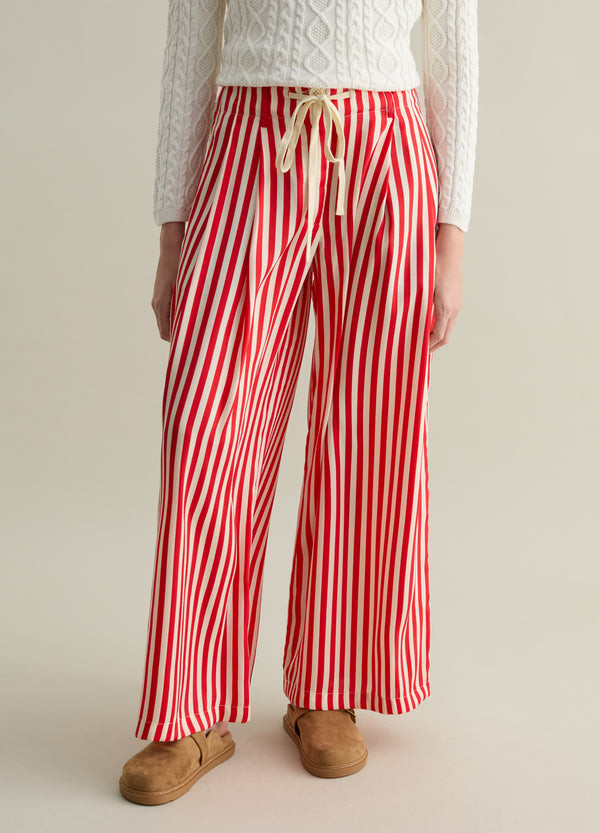 Ovs Wide-Leg Striped Trousers With Drawstring