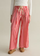 Ovs Wide-Leg Striped Trousers With Drawstring