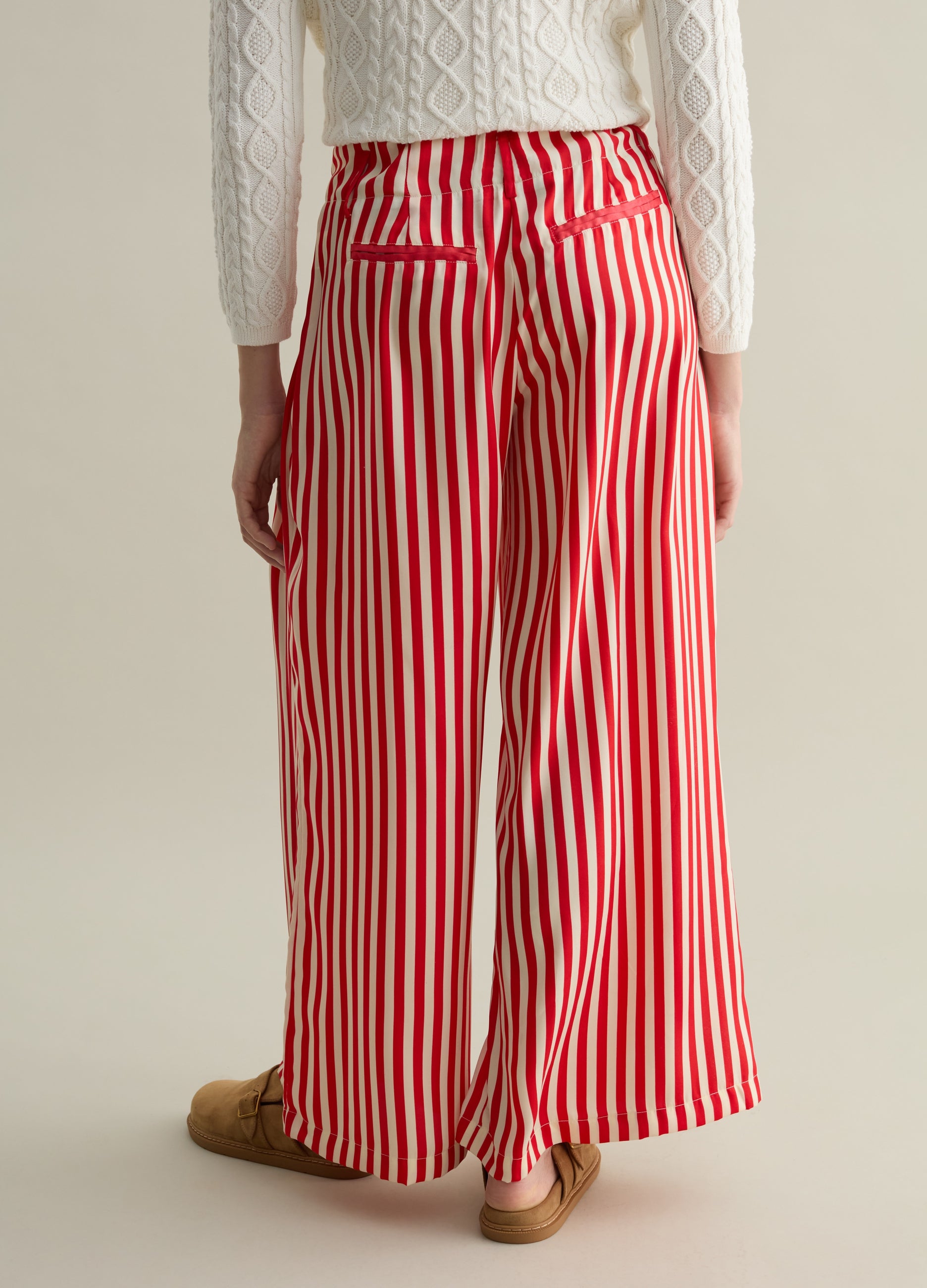 Ovs Wide-Leg Striped Trousers With Drawstring