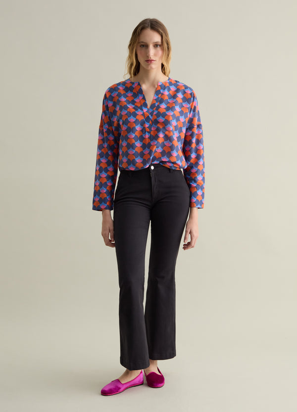 Ovs Blouse With Optical Pattern And V Neck