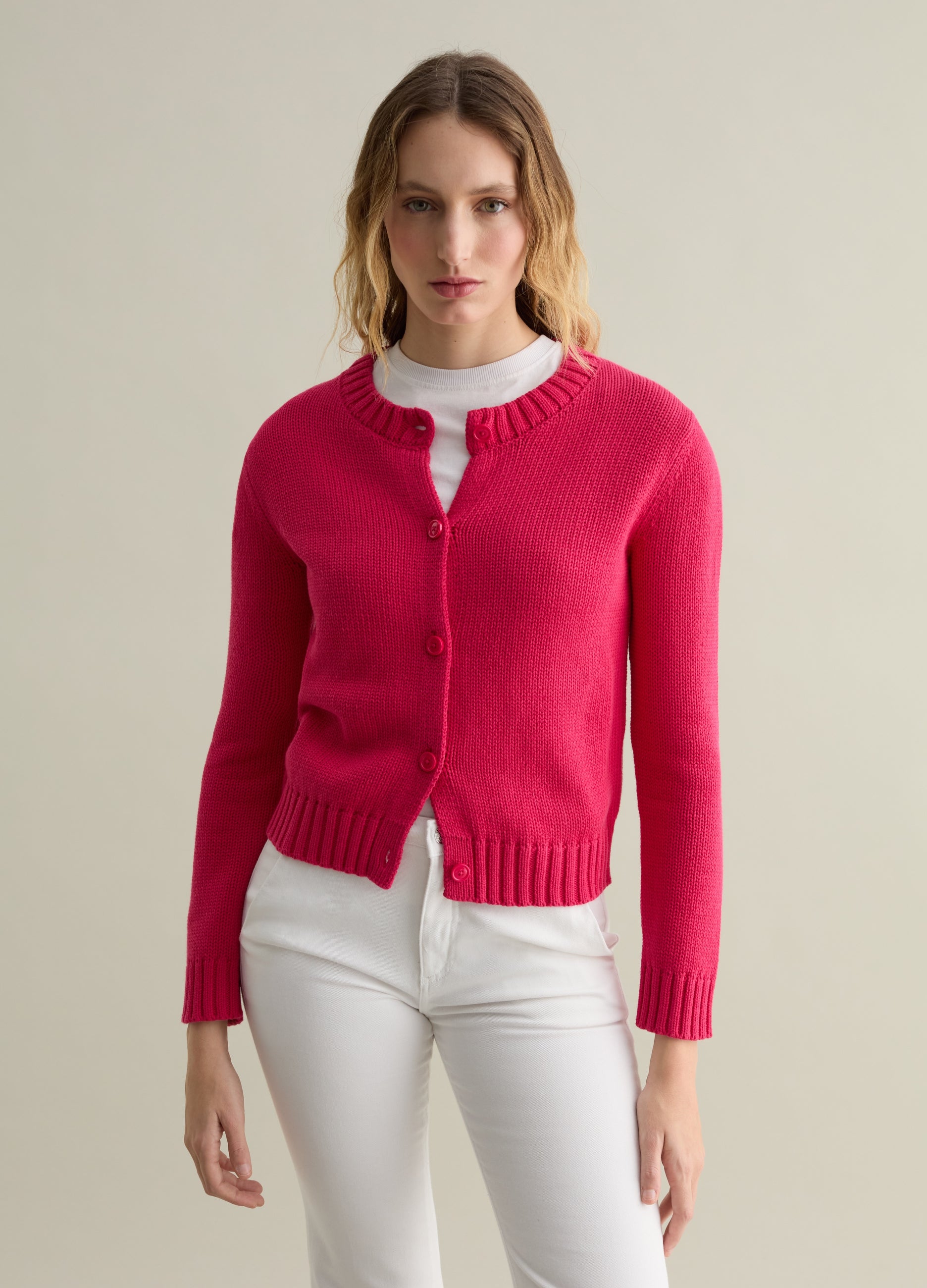 Ovs Cardigan With Round Neck In Cotton