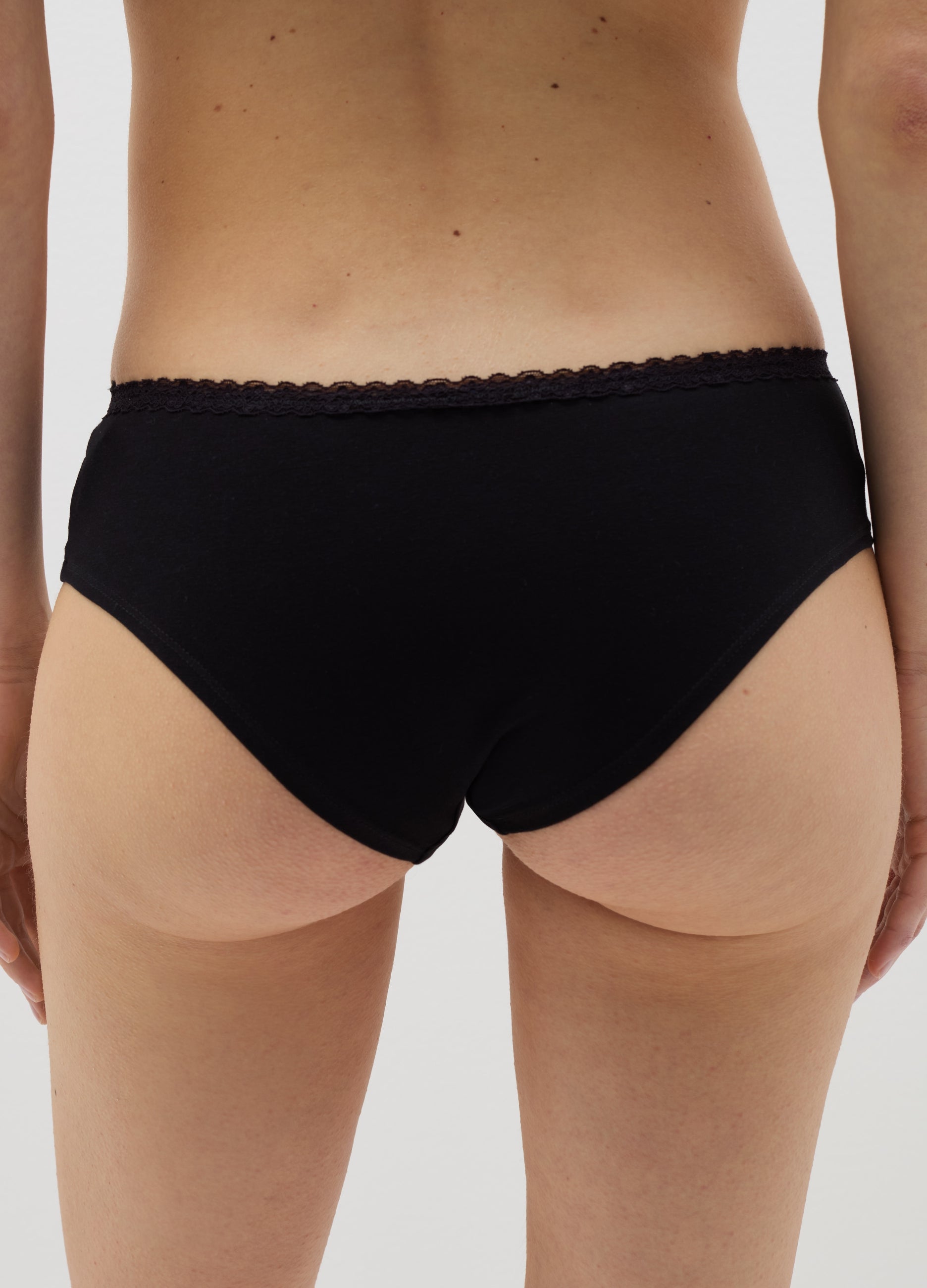 Stretch Cotton French Knickers With Lace