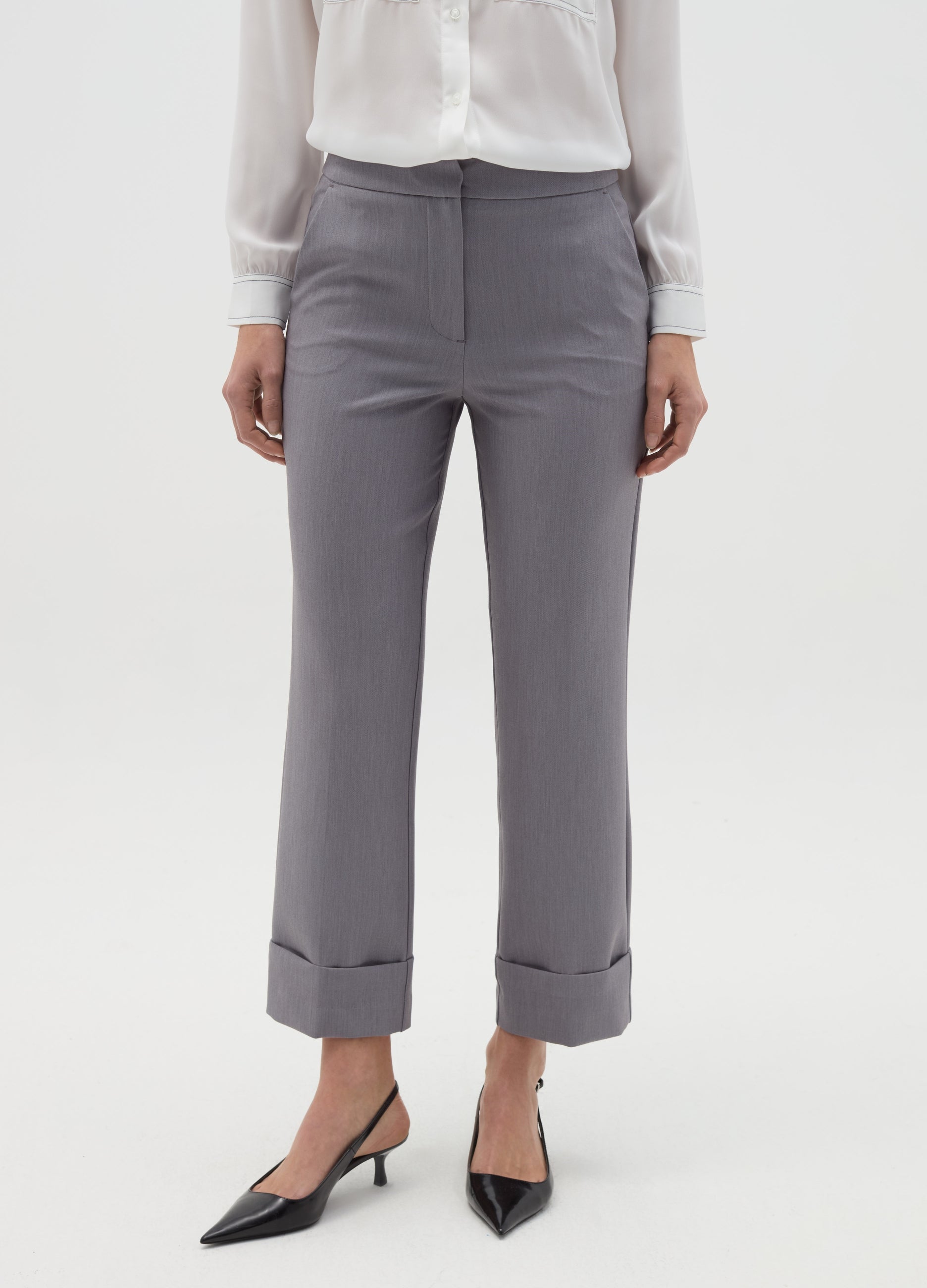 Ovs Crop Trousers With Folds