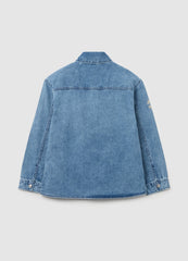 Ovs Acid Wash Denim Shacket With Print