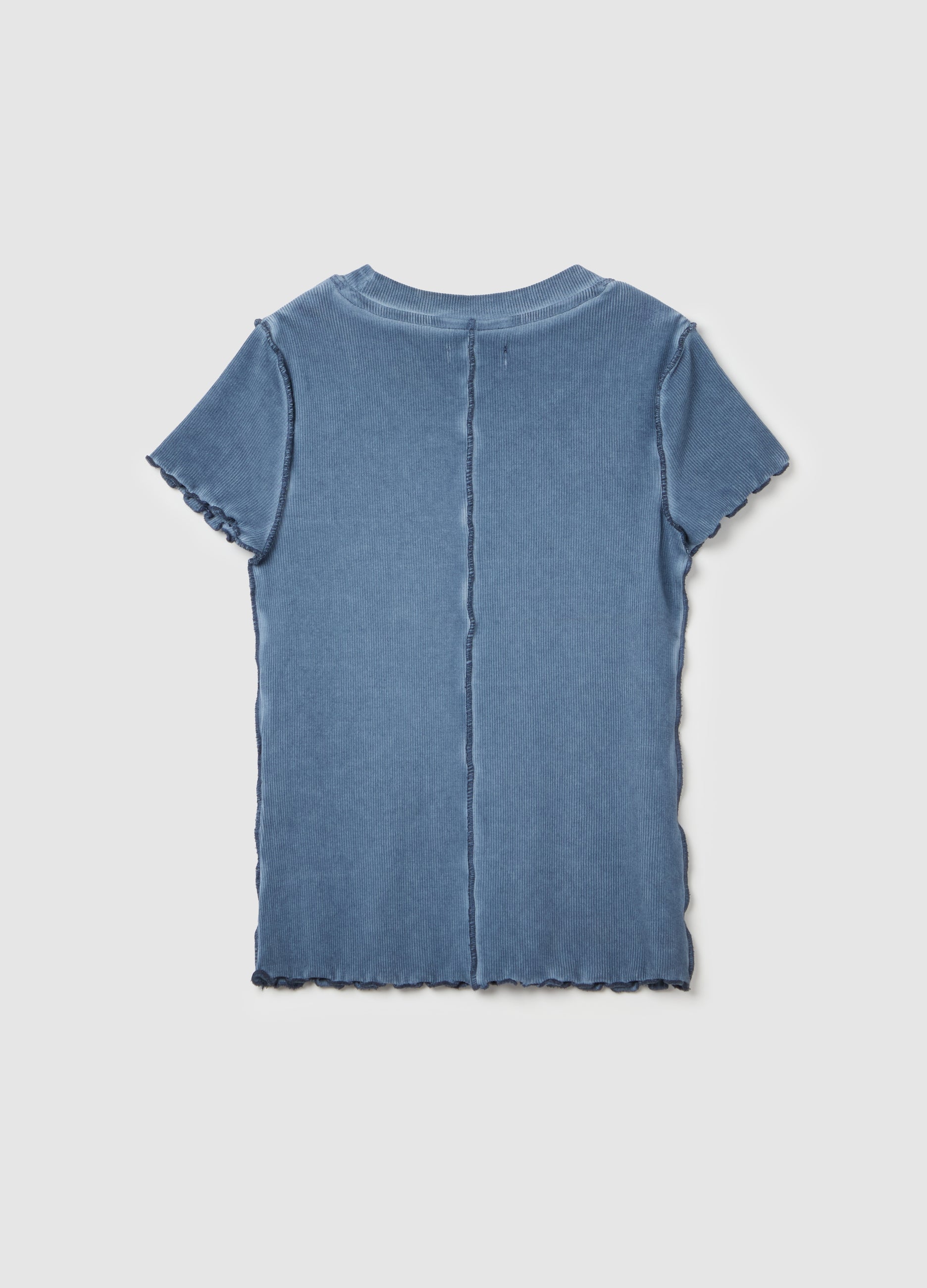 Ovs Ribbed T-Shirt With Acid-Wash Effect