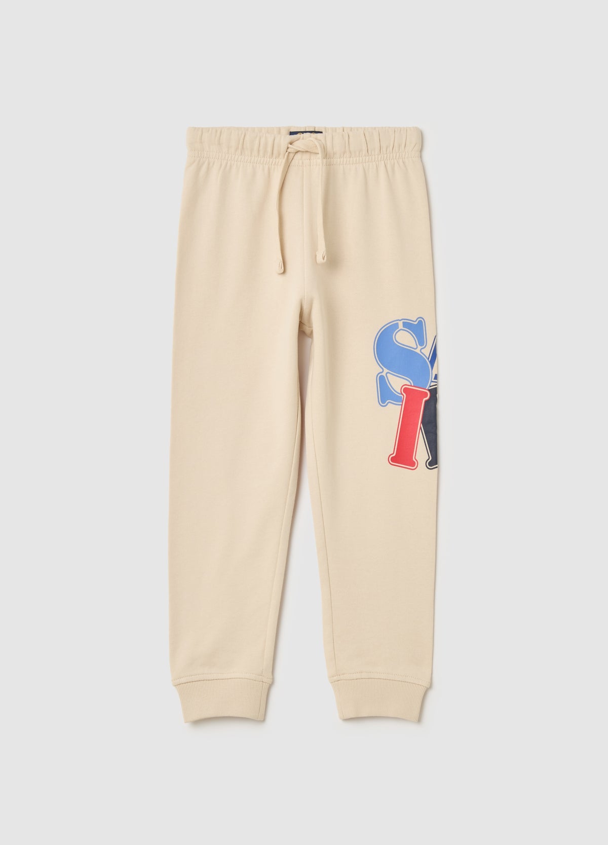 Ovs Fleece Joggers With Drawstring And Print