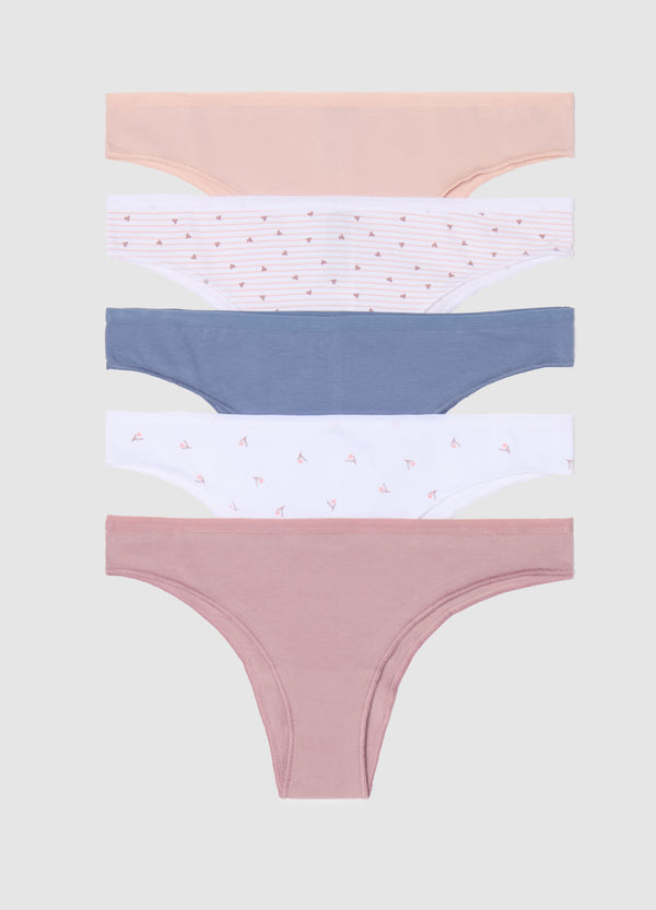 Ovs Five-Pack Brazilian-Cut Briefs In Stretch Cotton With Print