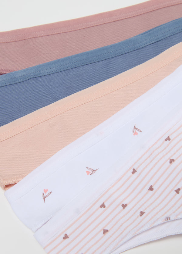 Ovs Five-Pack Brazilian-Cut Briefs In Stretch Cotton With Print