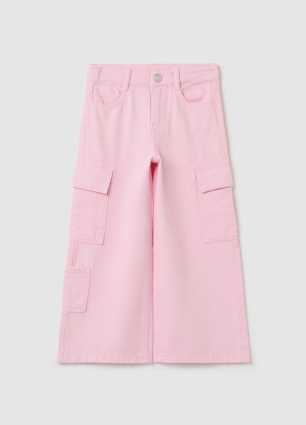 Ovs Wide-Leg Cargo Trousers In Twill