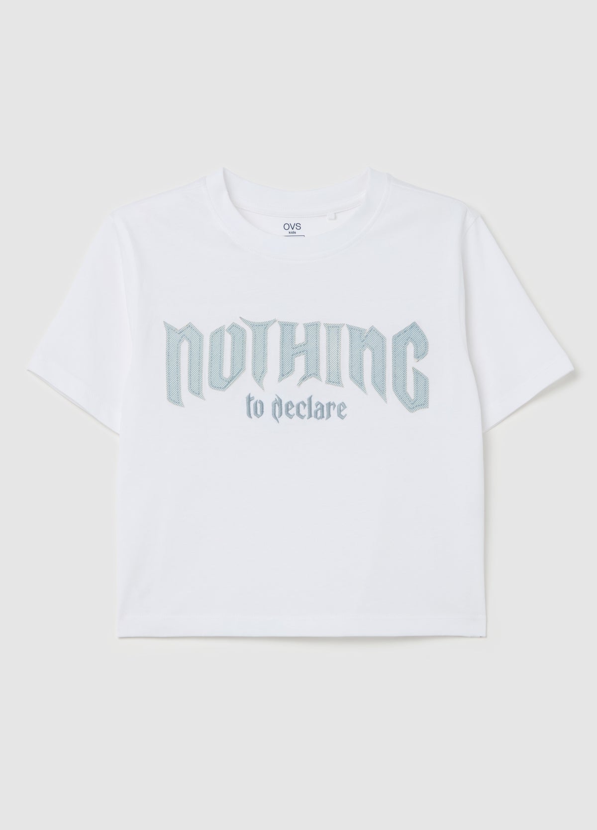 Ovs Cropped ''Nothing To Declare� T-Shirt In Cotton