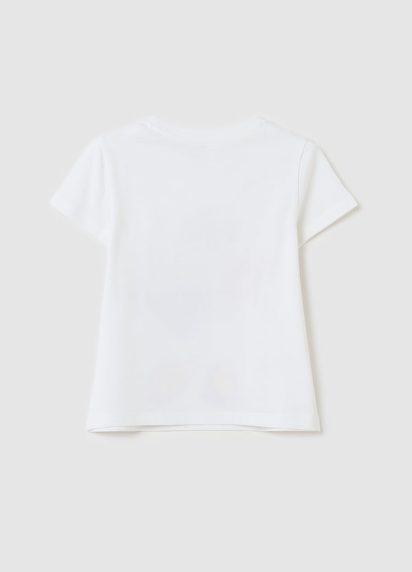 Ovs T-Shirt In Stretch Cotton With Diamanté And Daisy Duck Print