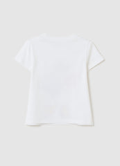 Ovs T-Shirt In Stretch Cotton With Diamanté And Daisy Duck Print