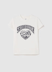 Ovs Stretch Cotton T-Shirt With ''Shoreditch'' Print And Heart