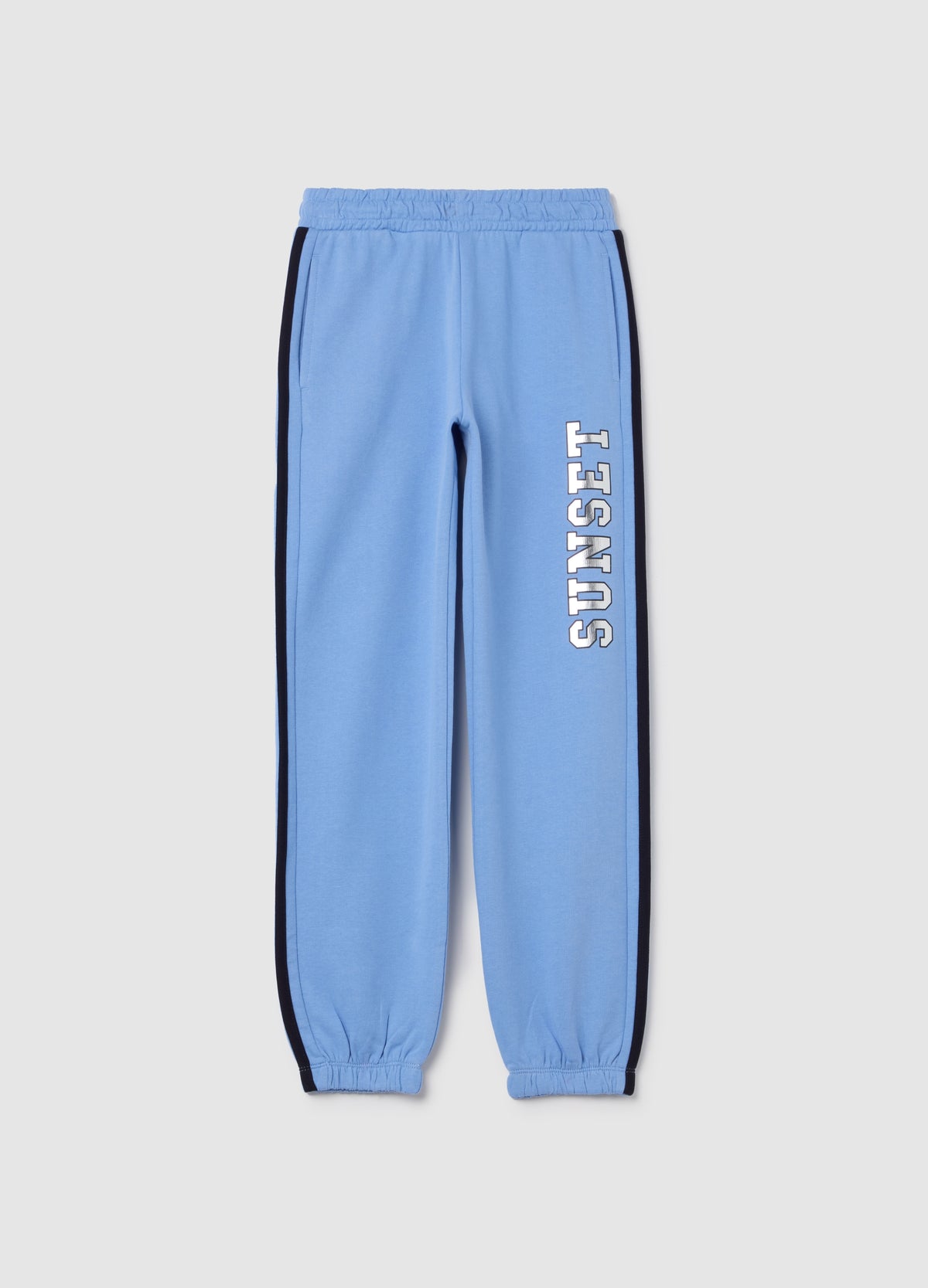 Ovs Joggers With Contrasting Bands And ''Sunset� Print