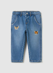 Ovs Cotton Jeans With Pockets And Embroidery