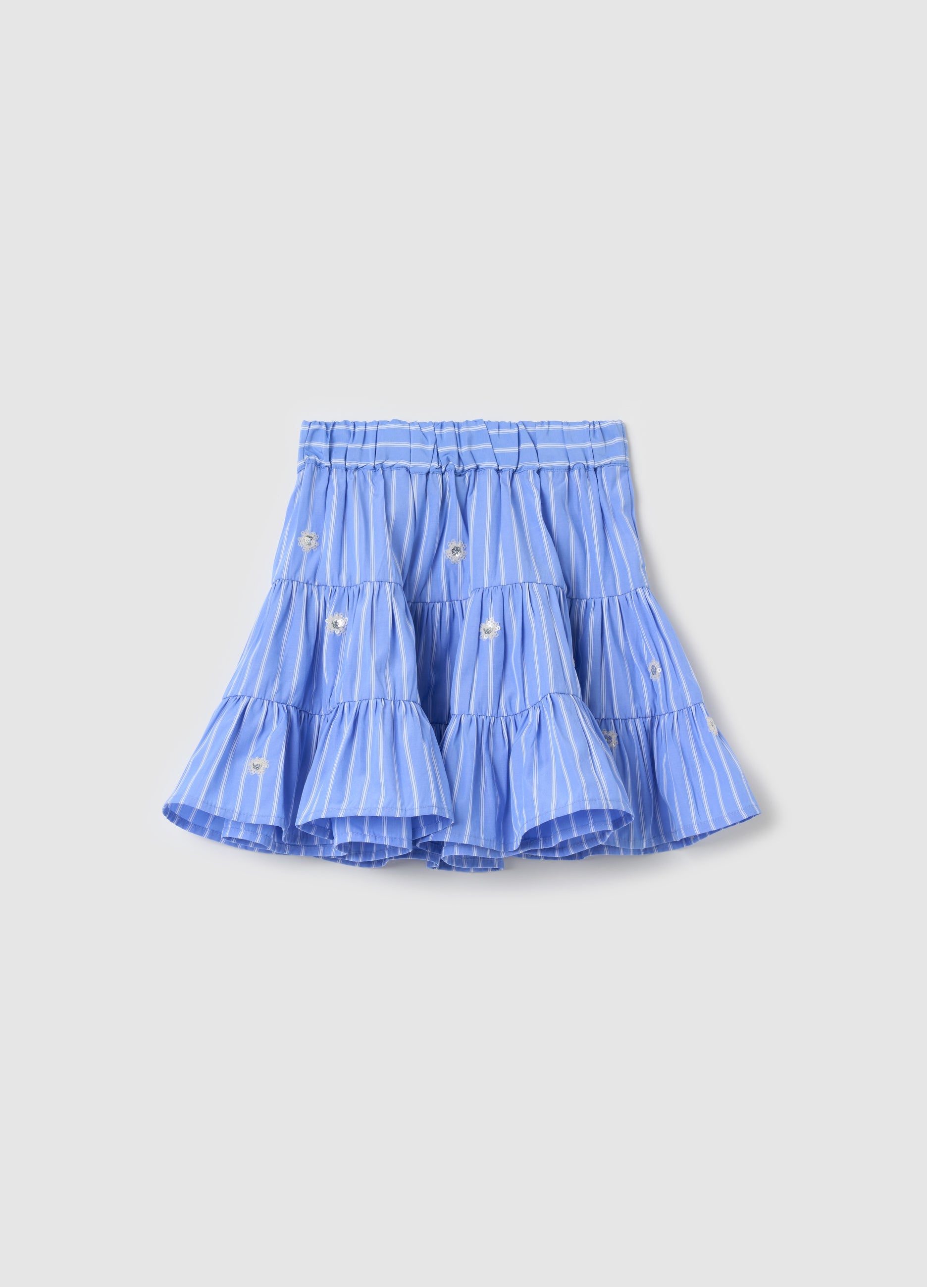 Ovs Tiered Skirt With Stripe Pattern And Sequins