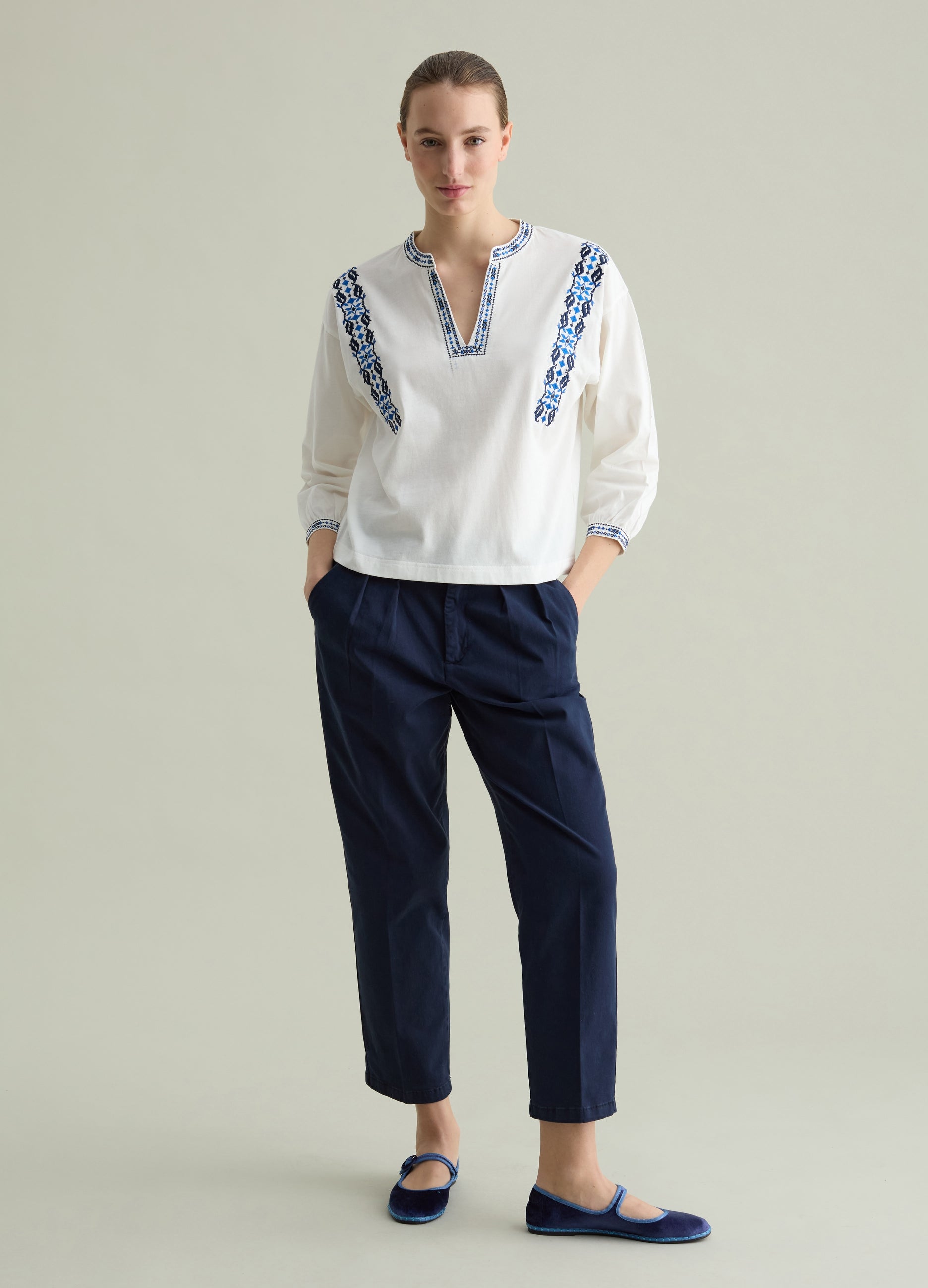 T-Shirt With Ethnic Embroidery