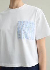 T-Shirt With Broderie Anglaise Pocket