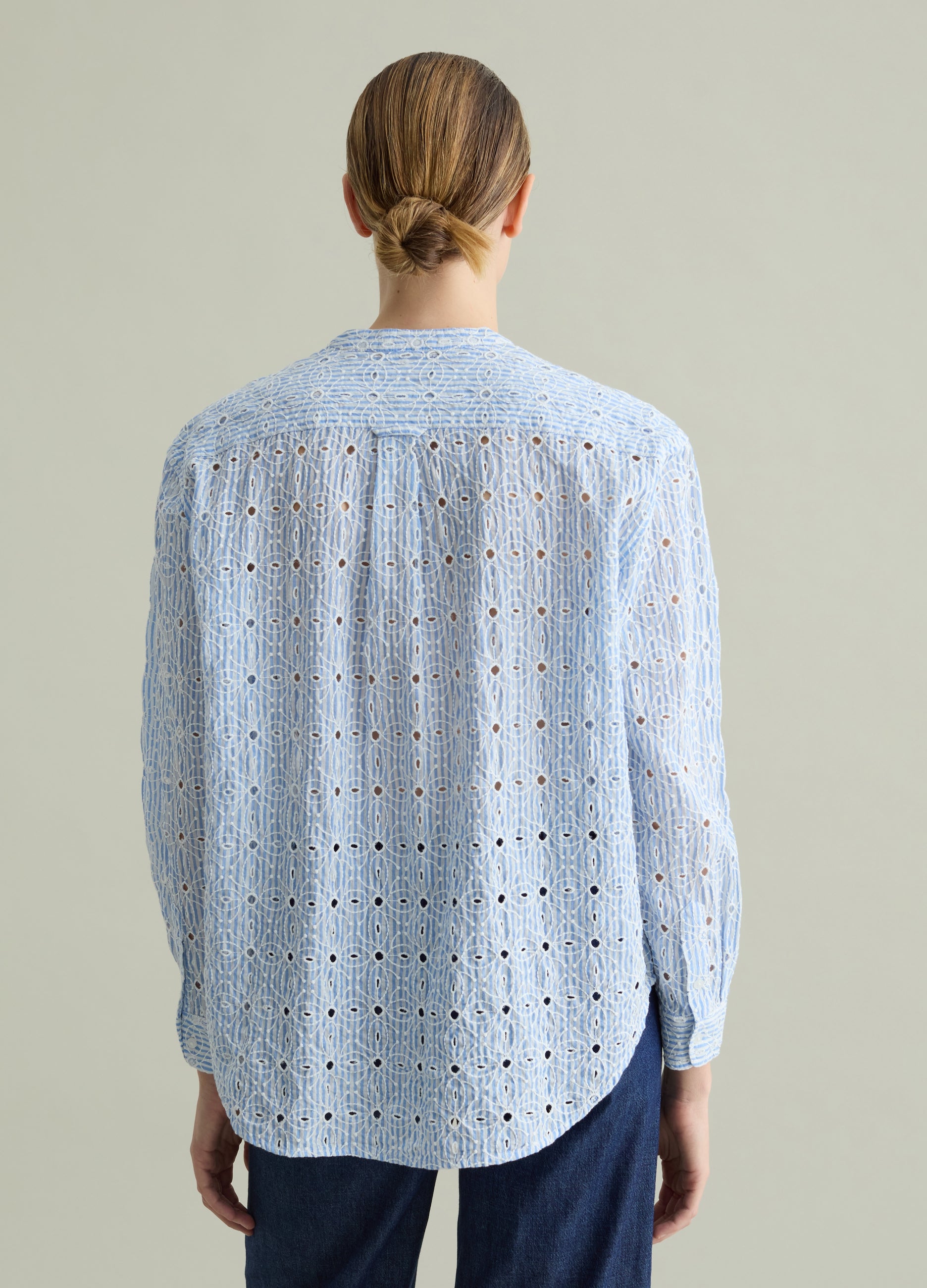 Striped Shirt In Broderie Anglaise